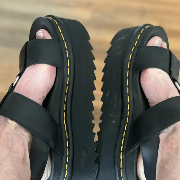 Dr. Martens Platform Sandals Francis Leather Strap Retro Women's 7. B & W - Picture 2 of 10